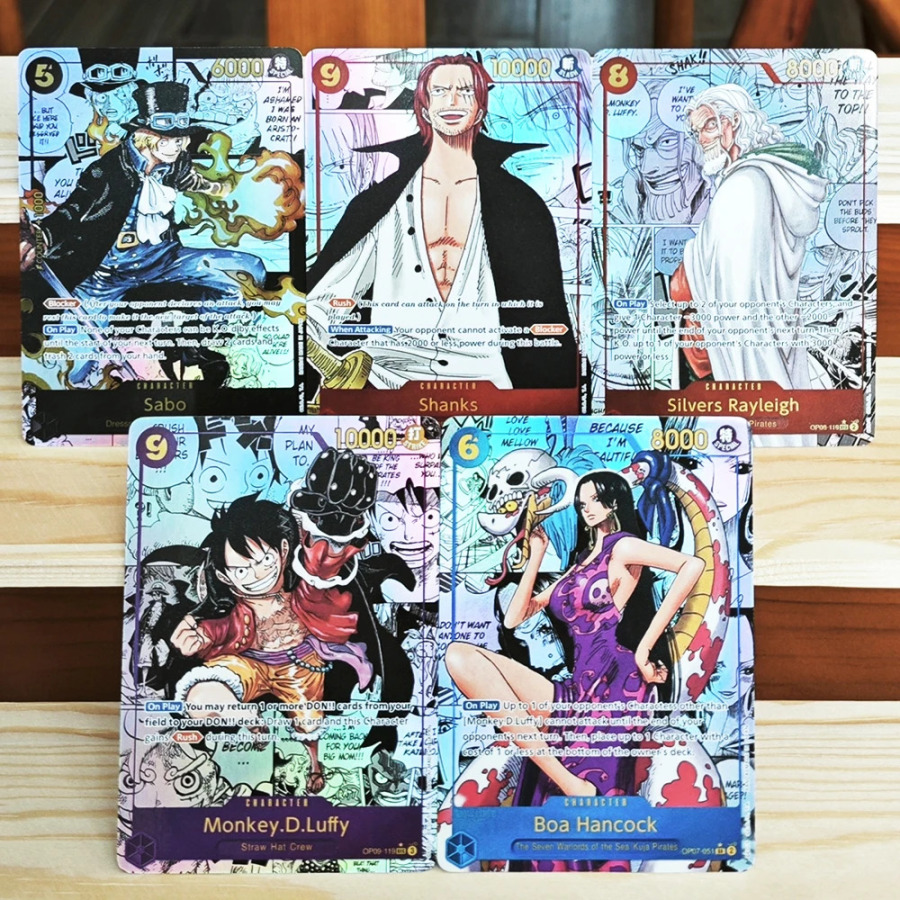 ONE PIECE OPCG savdo kartalari: Luffy, Sabo, Boa Hancock, Silvers Rayleigh, Shanks bilan noyob anime o'yin kartalari - o'yinchoqlar, sevimli mashg'ulotlar, kollektsiyalar