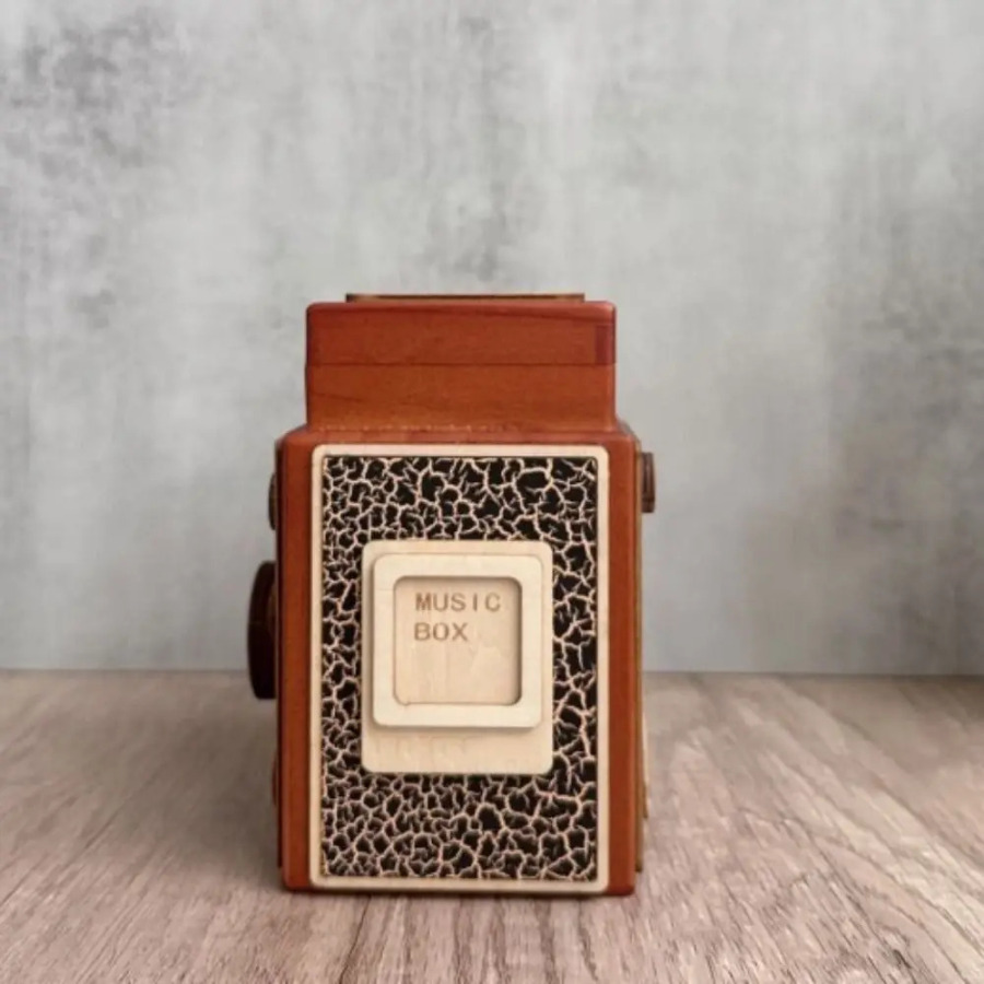 Qo'lda ishlangan yog'och retro kamera musiqa qutisi Vintage ijodiy qo'l krank yodgorlik esdalik sovg'asi