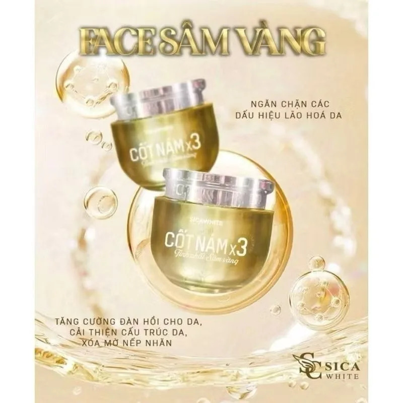 Крем для лица Cốt Nám x3 Sica White Tinh Chất Sâm Vàng 30г, увлажняет, осветляет, сужает поры, разглаживает, придает коже сияние.