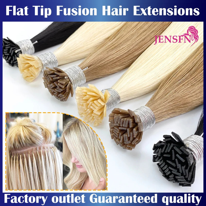 Yuqori sifatli tekis uchli remy soch kengaytmalari 100% inson sochlari keratinli soch kengaytmalari Salon uchun tekis oldindan bog'langan soch peruklari
