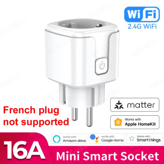 16A Matter EU Wi-Fi Умная розетка Бытовая техника Мини-умная вилка Адаптер Управление через приложение Таймер работает с HomeKit Siri Alexa Google тип 12