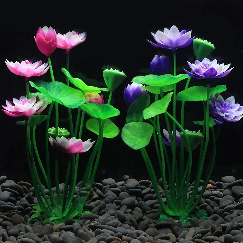 Akvarium dekoratsiyasi Sun'iy o'simliklar Lotus akvarium peyzaji o't bezaklari Suv simulyatsiyasi gullari o'simlik materiallari