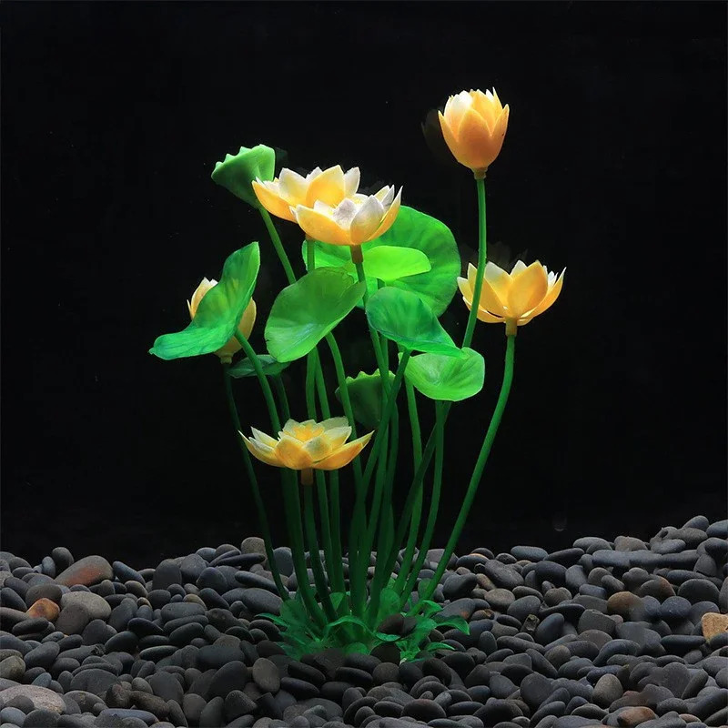 Akvarium dekoratsiyasi Sun'iy o'simliklar Lotus akvarium peyzaji o't bezaklari Suv simulyatsiyasi gullari o'simlik materiallari