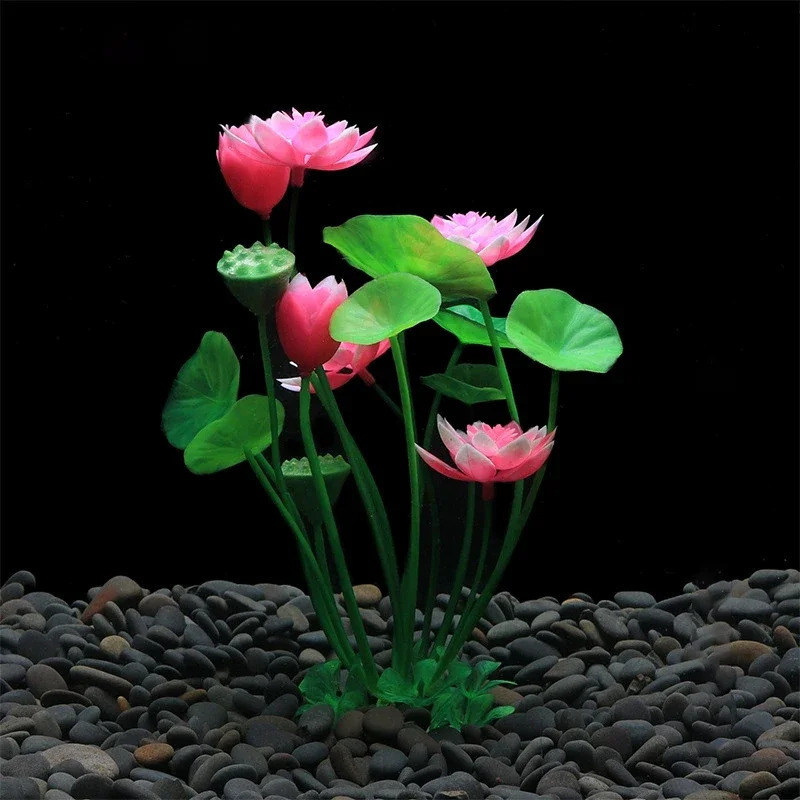 Akvarium dekoratsiyasi Sun'iy o'simliklar Lotus akvarium peyzaji o't bezaklari Suv simulyatsiyasi gullari o'simlik materiallari