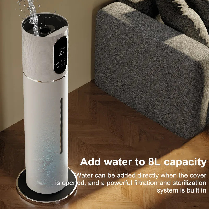 8L aqlli polga ishlaydigan uy namlagichi katta sigʻimli jim havo sterilizatsiyasi ogʻir tumanni tozalash elektr quvvati