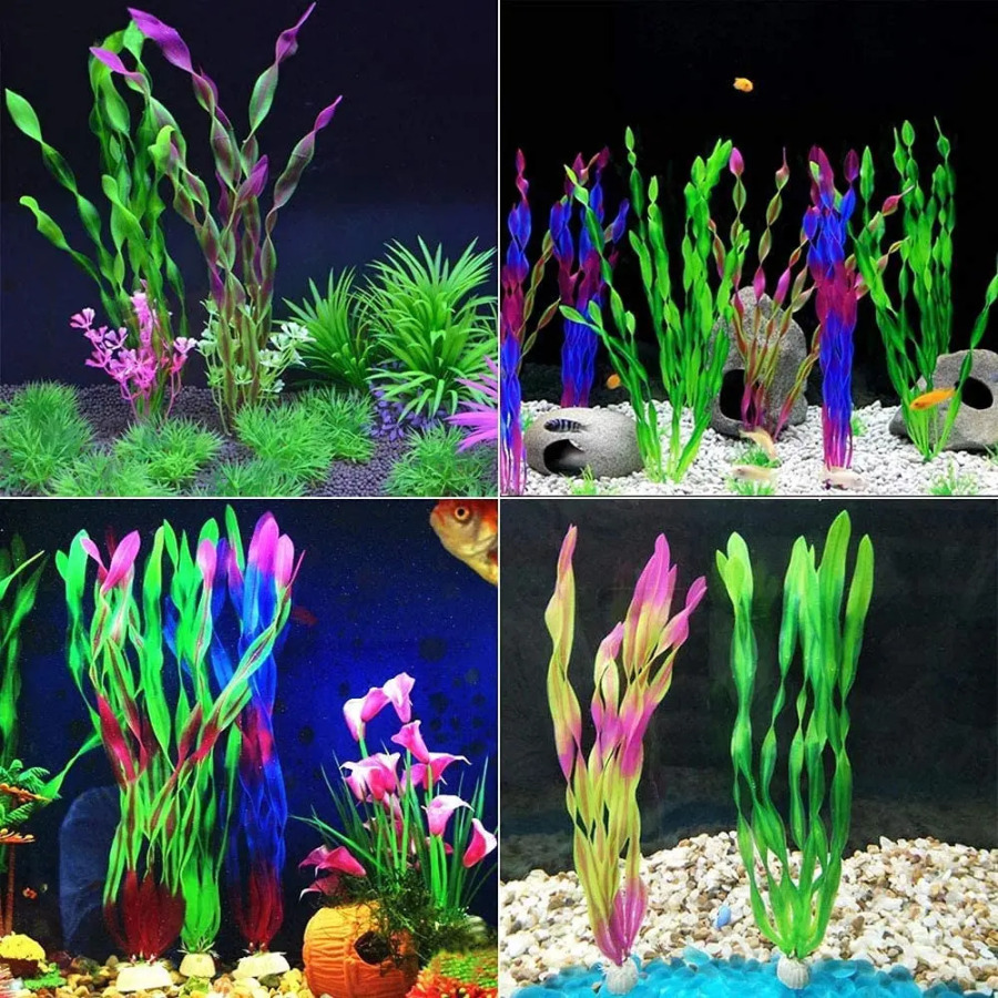 5/10 dona. Plastik akvarium o'simliklari Akvarium bezaklari Akvarium aksessuarlari uchun sun'iy yosunlar suv o'tlari suv osti o'simliklari