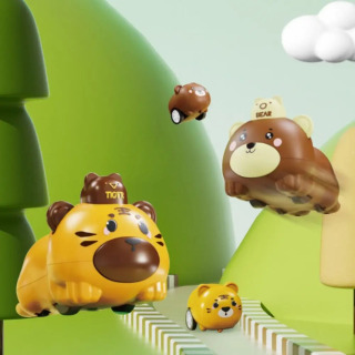 Мультяшные маленькие животные: машинка-игрушка с нажимным механизмом, ударопрочная, для раннего развития, с функцией «Нажми и езжай»