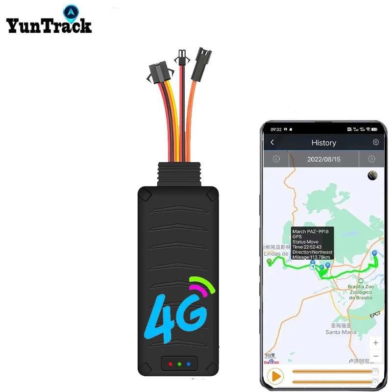 4G GPS-трекер для мотоциклов и автомобилей с функцией отслеживания при буксировке, отключения топлива, мониторинга ACC, локатором, SMS-оповещением, звонками и системой защиты от угона
