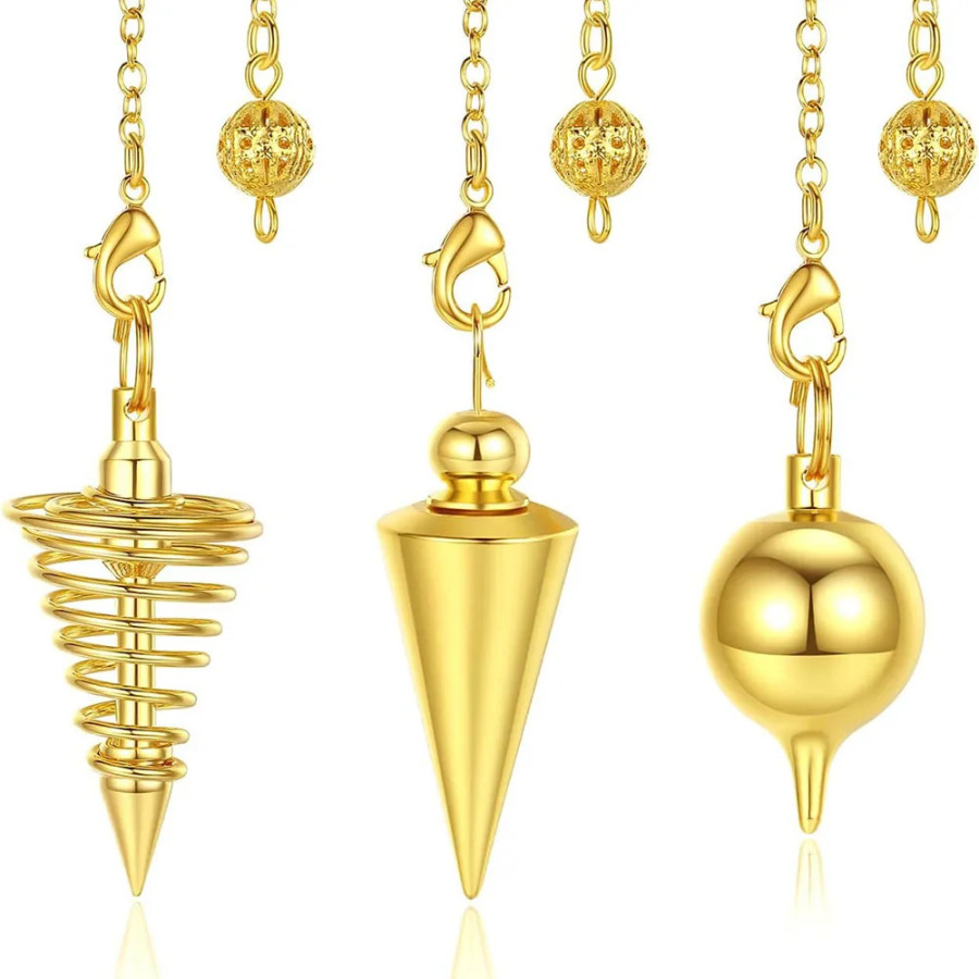 Pendulos Radiesthesia metall sarkaçli folbinlik marjonlari Spiral konus antiqa oltin kumush rangli Reiki sovg'alari