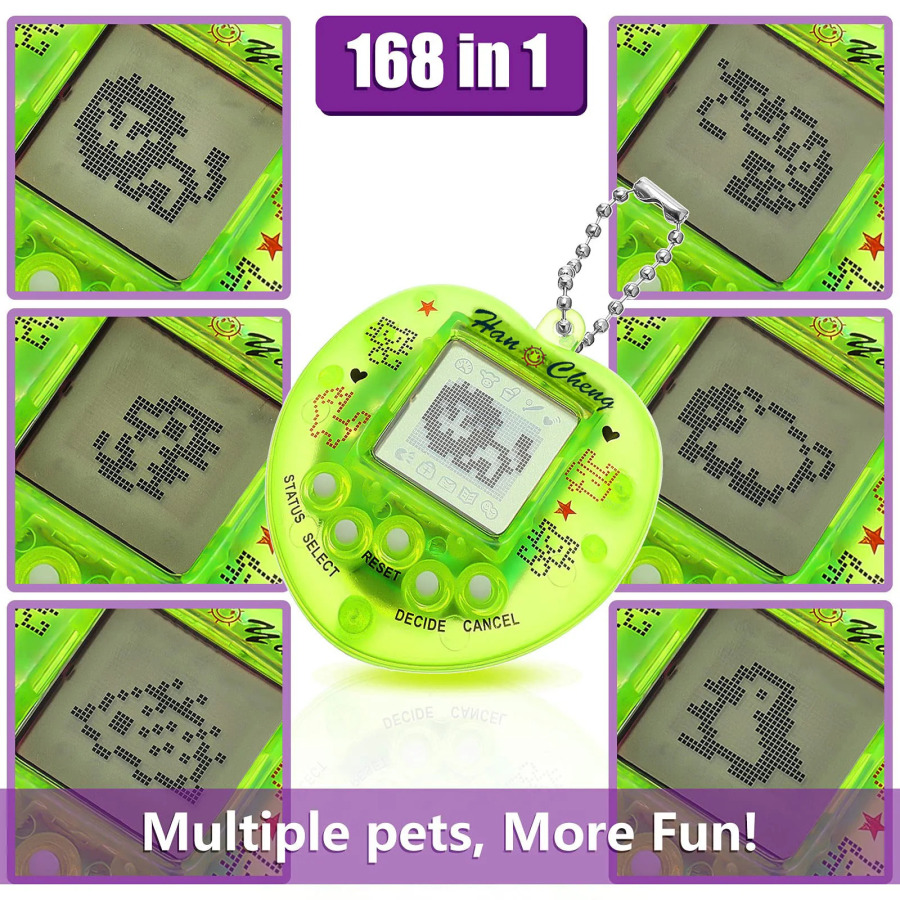 Tamagotchi uslubidagi elektron o'yin: virtual uy hayvonlari, qo'l konsoli, ko'p tilli o'yinchoq