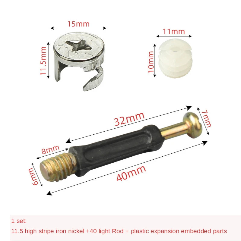 10 to'plam 15x12 mm o'lchamdagi mebel yon ulagichi yenglari, oldindan o'rnatilgan gayka