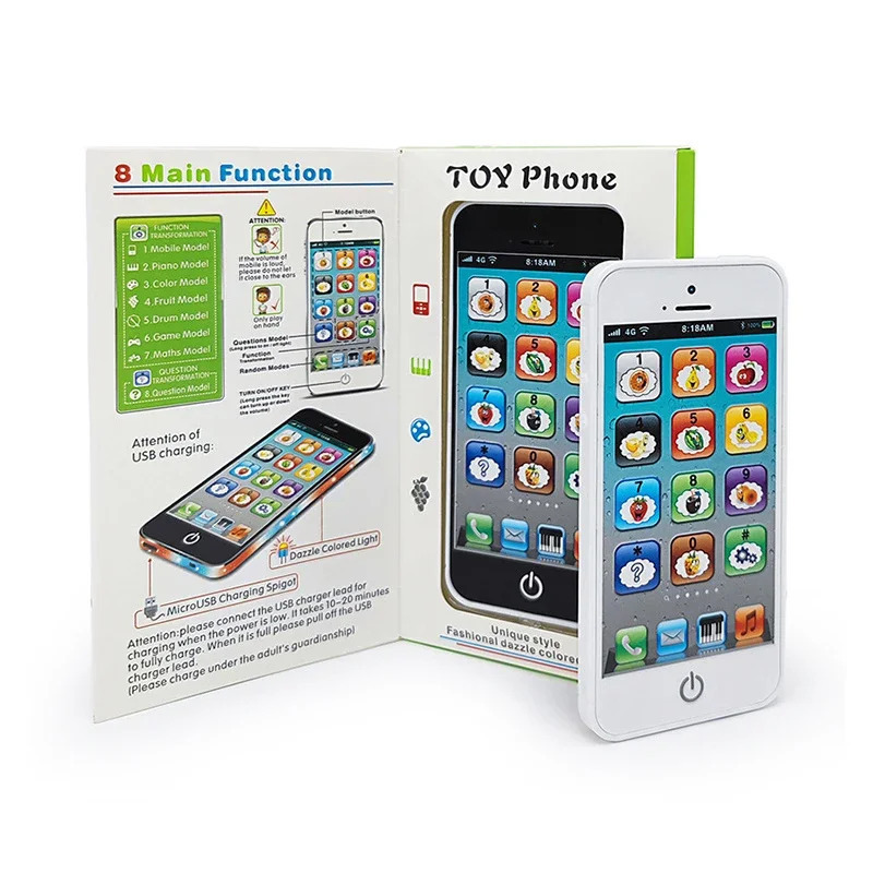 Детский телефон-симулятор, детские музыкальные ранние развивающие игрушки, изучающий английский мобильный телефон со световым звуком, мобильная вокальная игрушка