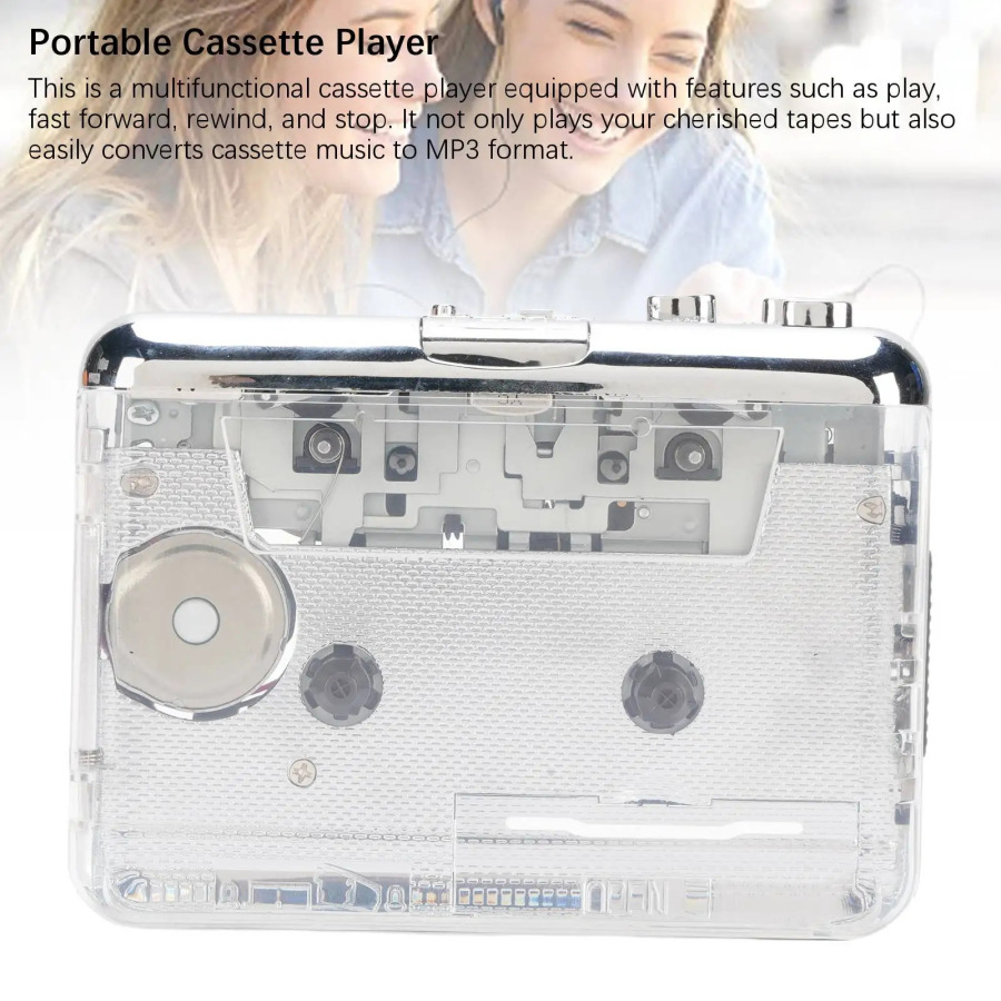 Ixcham portativ kassetali pleer/magnitofon stereo ovozli, avtomatik orqaga oʻgiruvchi, ABS plastmassadan tayyorlangan, akkumulyatorli, tashqi makon uchun