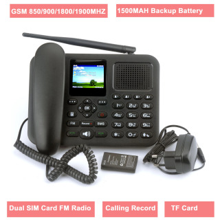 Rangli LCD displeyli GSM simsiz statsionar telefon, ikki SIM karta, ko'p tilli qo'llab-quvvatlash, FM radio, MP3 qo'ng'iroqlarni yozib olish, tahrirlanadigan IMEI