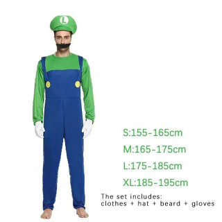 Костюм для косплея Game Bros Super Luigi Brothers: Забавный аниме-комбинезон для взрослых мужчин и женский наряд для Хэллоуина