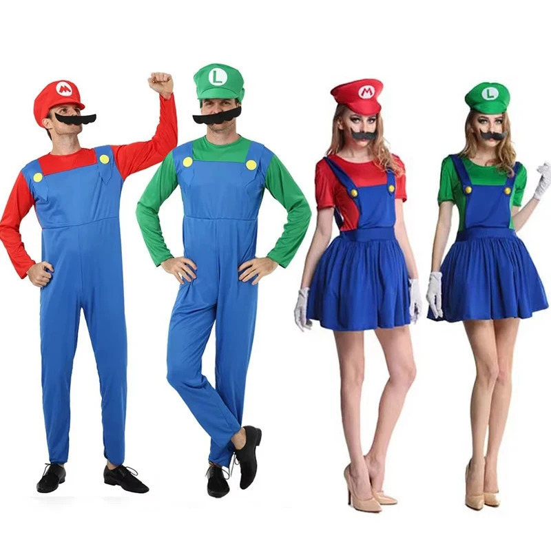 Костюм для косплея Game Bros Super Luigi Brothers: Забавный аниме-комбинезон для взрослых мужчин и женский наряд для Хэллоуина