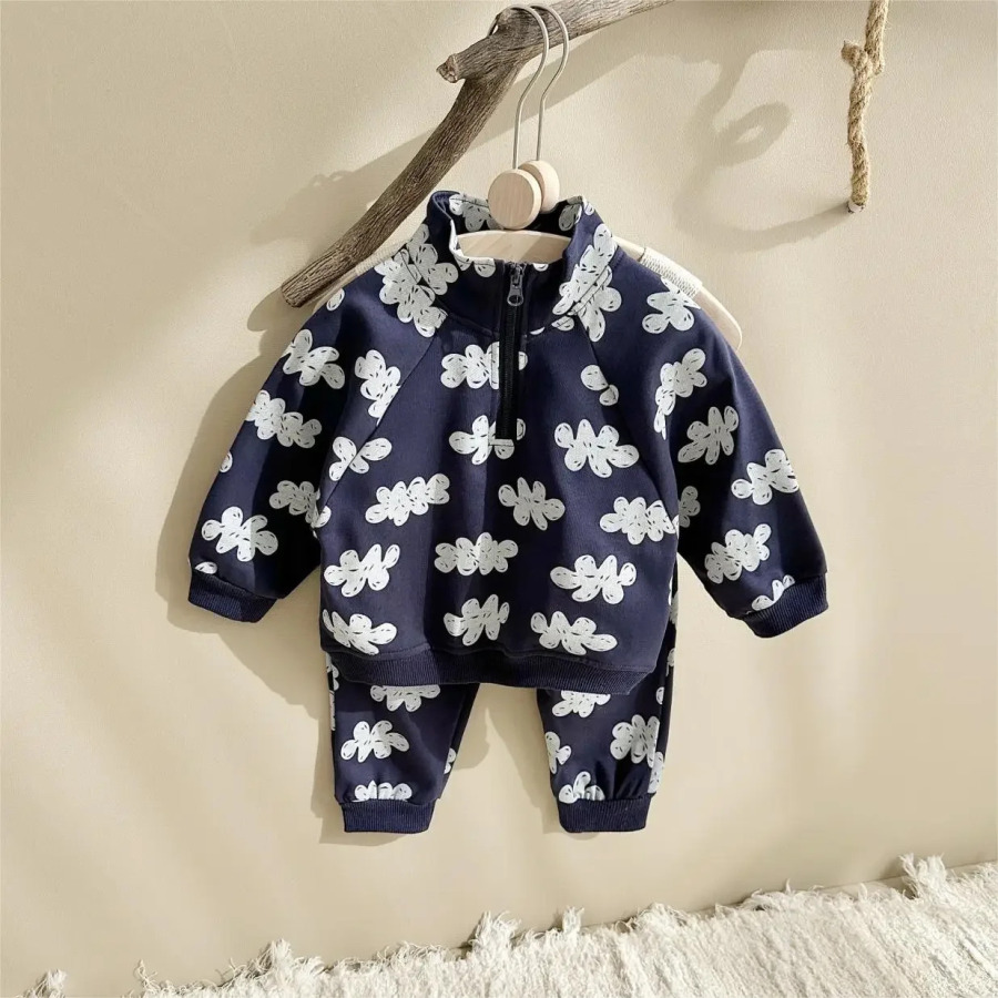 Yangi kuzgi bolalar kiyimlari to'plamlari O'g'il bolalar uchun qizlar qalpoqlari uzun yengli pullover+sfit kostyumlar bolalar kiyimlari 2 dona bolalar kiyimlari