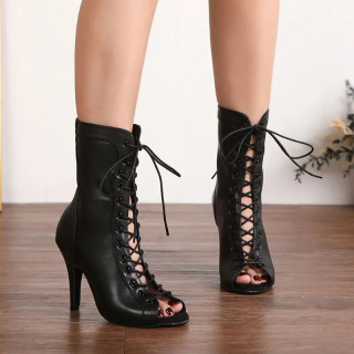 Ayollar Raqs Poyafzallari Ayollar Zamonaviy Raqs Botinkalari Jazz Tango Modasi Lace Up Ayollar Qizlar Baland Poshnali Qora Jigarrang Qisqa Botinkalar