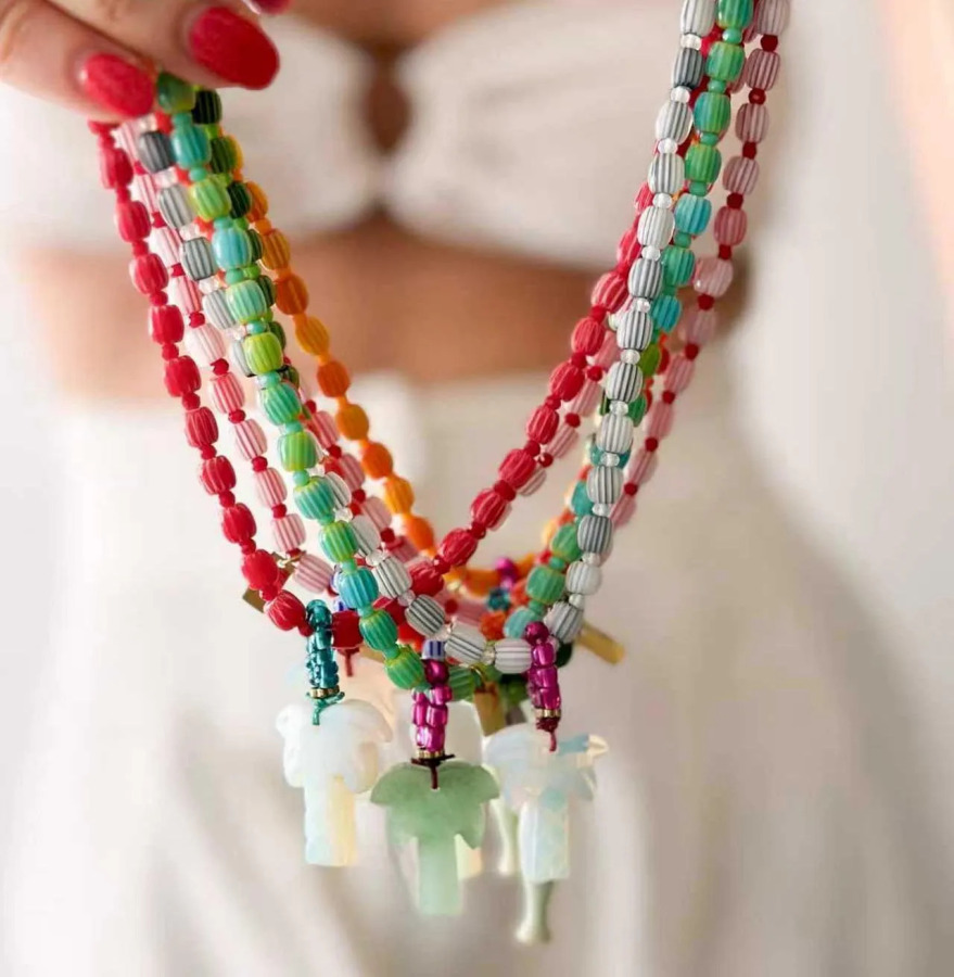 Moda nafis yozgi moda zargarlik buyumlari qo'lda ishlangan keramik boncuklar Tabiiy tosh yog'och agat marjonlarni