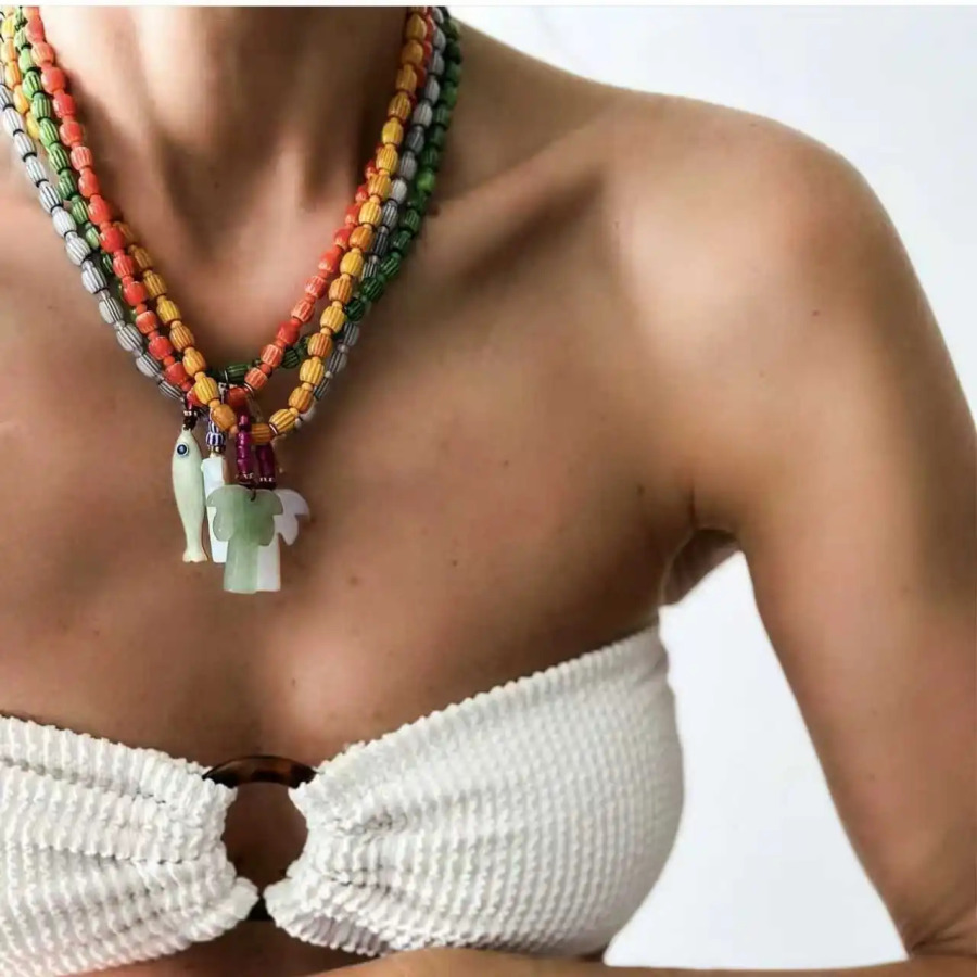 Moda nafis yozgi moda zargarlik buyumlari qo'lda ishlangan keramik boncuklar Tabiiy tosh yog'och agat marjonlarni