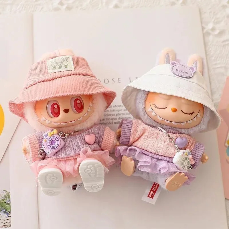 Мини-кукольная одежда, аксессуары для одежды для 15-17 см Ropa Labubu и 10 см, хлопковая кукла, толстовка с капюшоном Love, розовая юбка из пряжи, одежда без куклы