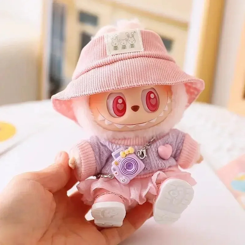 Мини-кукольная одежда, аксессуары для одежды для 15-17 см Ropa Labubu и 10 см, хлопковая кукла, толстовка с капюшоном Love, розовая юбка из пряжи, одежда без куклы