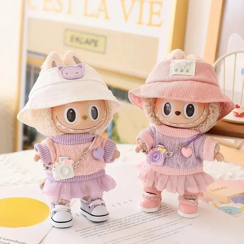 Мини-кукольная одежда, аксессуары для одежды для 15-17 см Ropa Labubu и 10 см, хлопковая кукла, толстовка с капюшоном Love, розовая юбка из пряжи, одежда без куклы