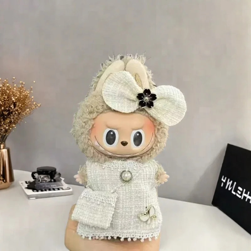 Кукольная одежда, аксессуары для одежды, дизайнерская одежда Labubu, черно-белый клетчатый комплект платьев, сделай сам, мини-куклы, одежда, подарок для девочки