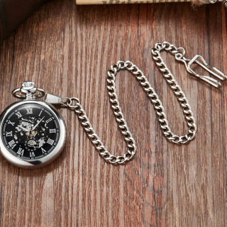 Erkaklar va ayollar uchun Steampunk silliq mexanik cho'ntak soatlari Moda hashamatli brend qo'l shamol marjonlari zanjirli kumush soatlar cho'ntak soatlari