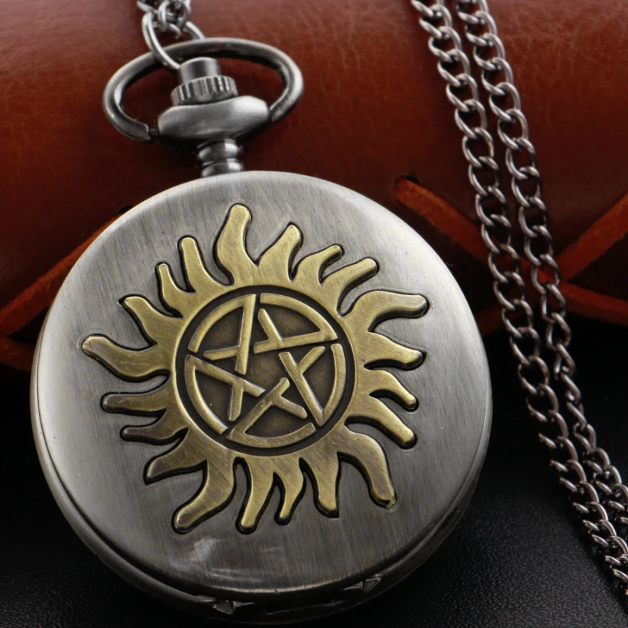 Quyosh Pentagram cho'ntak soati bo'yinbog'i Steam Punk raqamli marjonlarni qo'l soati zanjiri moda haykalchasi sovg'asi erkaklar ayollar uchun CF1351