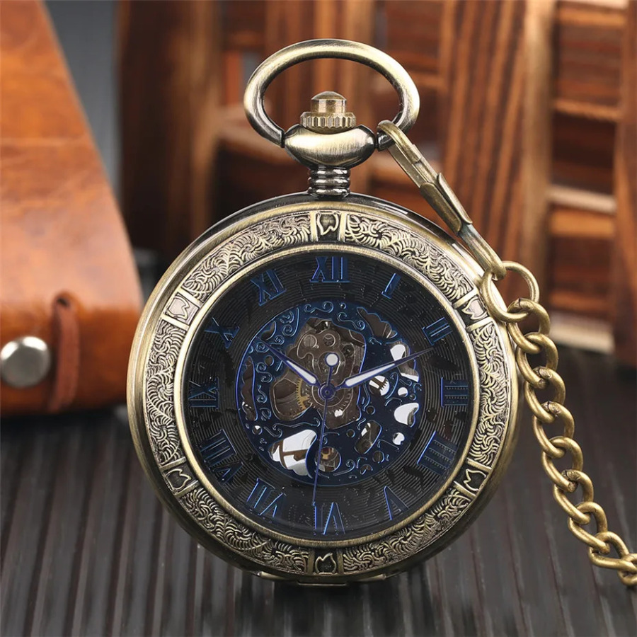 Erkaklar Ayollar uchun Vintage Mexanik cho'ntak soati Erkaklar uchun Rim Raqamli Raqamli Raqamli Sovg'a