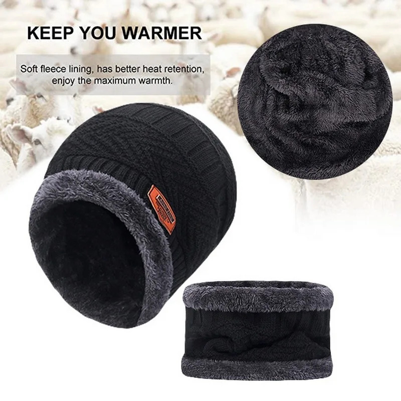 Qishki shlyapa Erkaklar Fleece sharf Ayollar charm trikotaj bo'yin shlyapa qalin jun issiq Balaclava chang'i niqobi Skullies Beanies