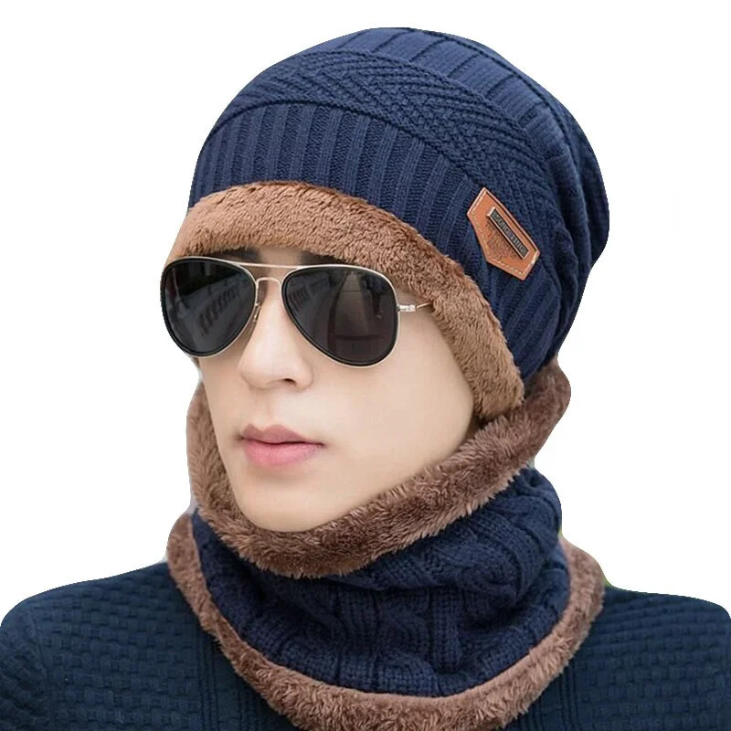 Qishki shlyapa Erkaklar Fleece sharf Ayollar charm trikotaj bo'yin shlyapa qalin jun issiq Balaclava chang'i niqobi Skullies Beanies