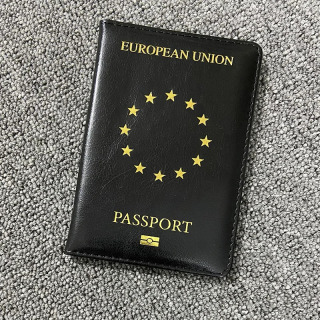 Evropa Ittifoqi Pasport qopqog'i Qora PU Teri Pasport sumkalari Sayohat hamyoni organizatori Pasport ushlagichi