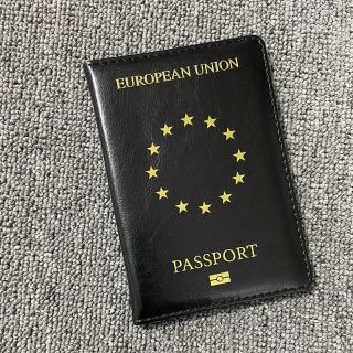 Evropa Ittifoqi Pasport qopqog'i Qora PU Teri Pasport sumkalari Sayohat hamyoni organizatori Pasport ushlagichi