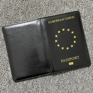 Evropa Ittifoqi Pasport qopqog'i Qora PU Teri Pasport sumkalari Sayohat hamyoni organizatori Pasport ushlagichi