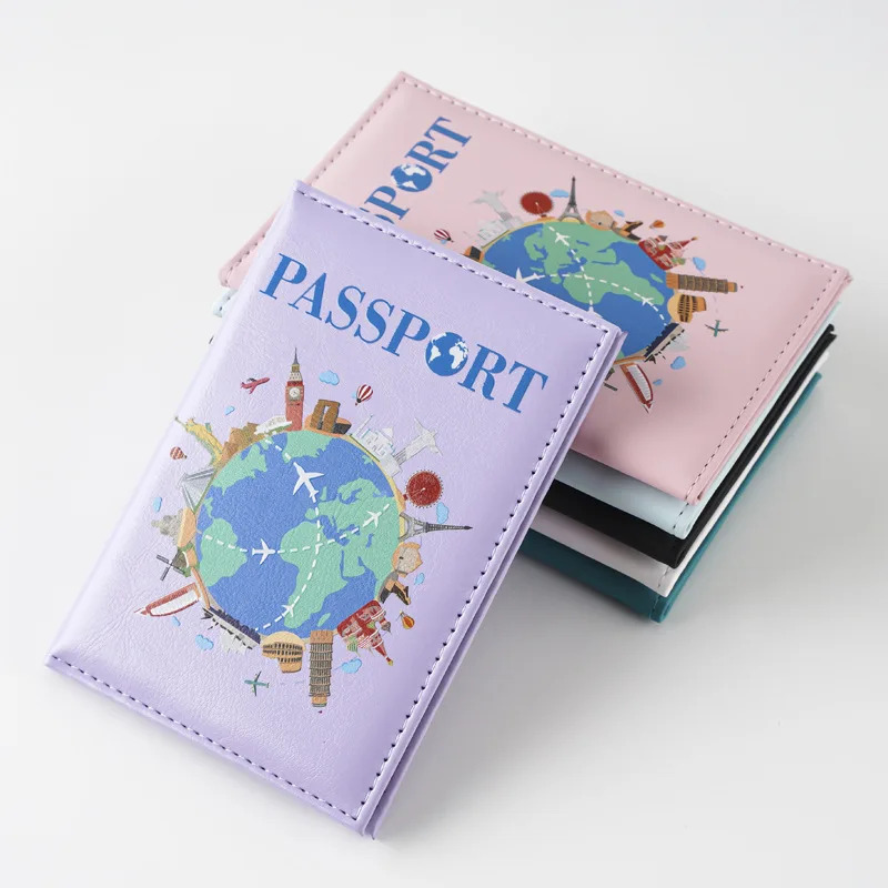 Ayollar erkaklar uchun pasport muqovalari Multfilm bosma pasport ushlagichi Parvoz chiptasi kliplari ID bank kredit karta egasi Sayohat pasporti tashkilotchisi