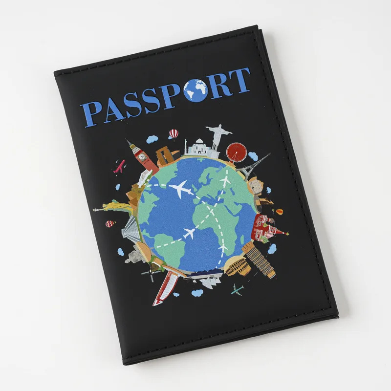 Ayollar erkaklar uchun pasport muqovalari Multfilm bosma pasport ushlagichi Parvoz chiptasi kliplari ID bank kredit karta egasi Sayohat pasporti tashkilotchisi