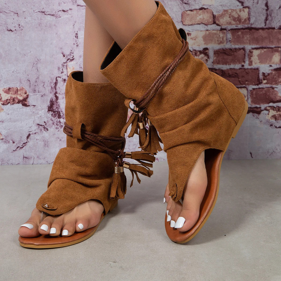 Canwedance Boho sandallari Yassi oyoqlari ochiq slaydlar sandallari Moda yozgi etiklar Streetwear plyaj sandallari Retro poyafzallari