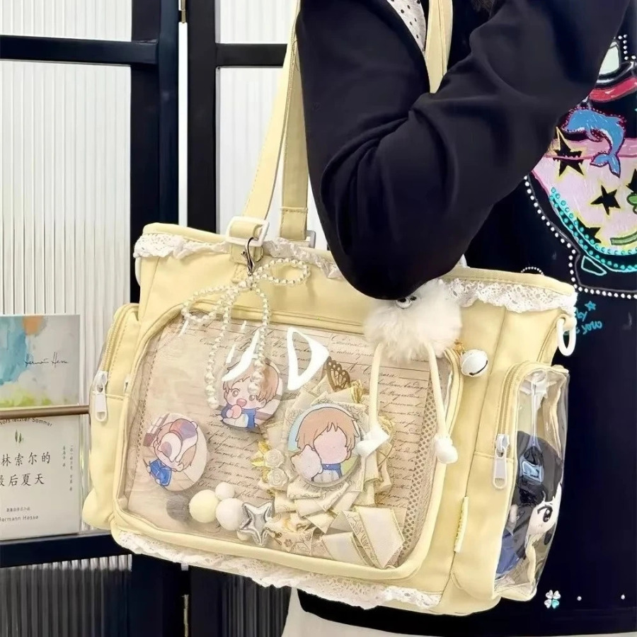 Balet qizlari katta hajmli Kawaii Itabag yapon shaffof elkama-sumkalari JK Do'stlar uchun sovg'a o'smir maktab sumkalari