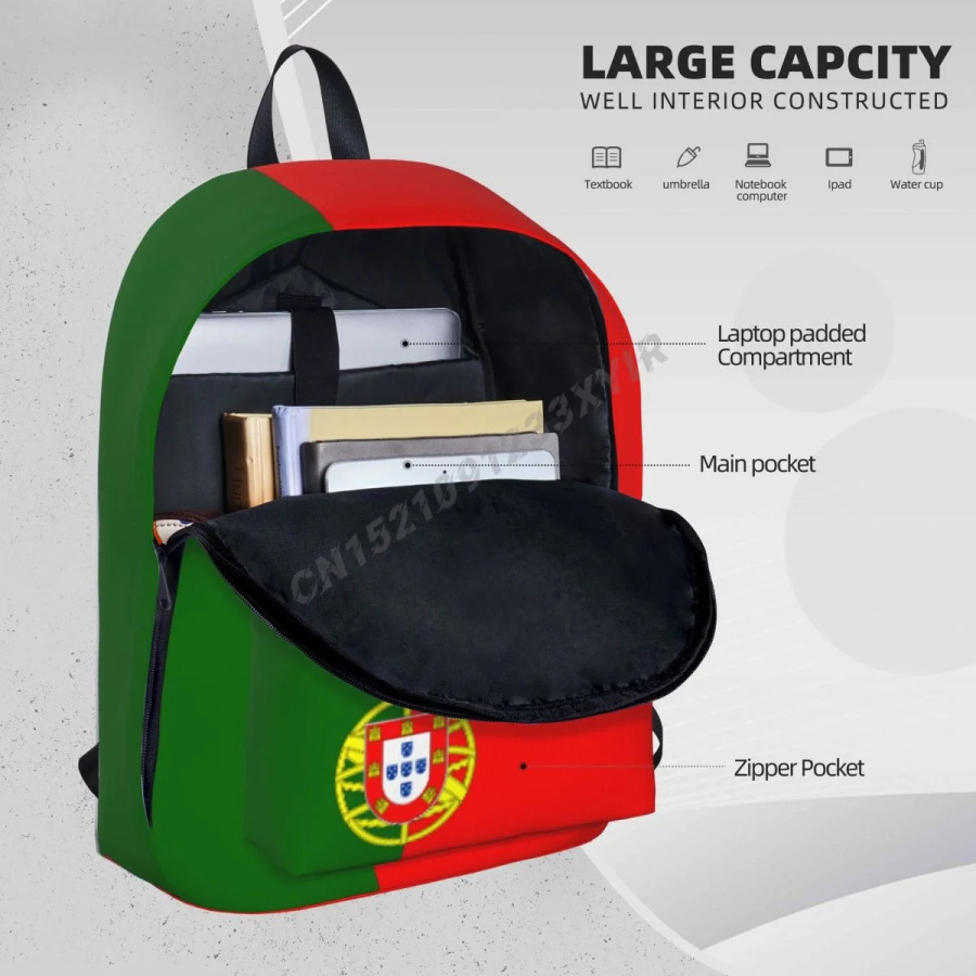 Uniseks Portugaliya bayrog'i xalta portugal tikuvi maktab sumkasi messenger sumkasi Laptop sumkasi sayohat sumkasi sovg'a