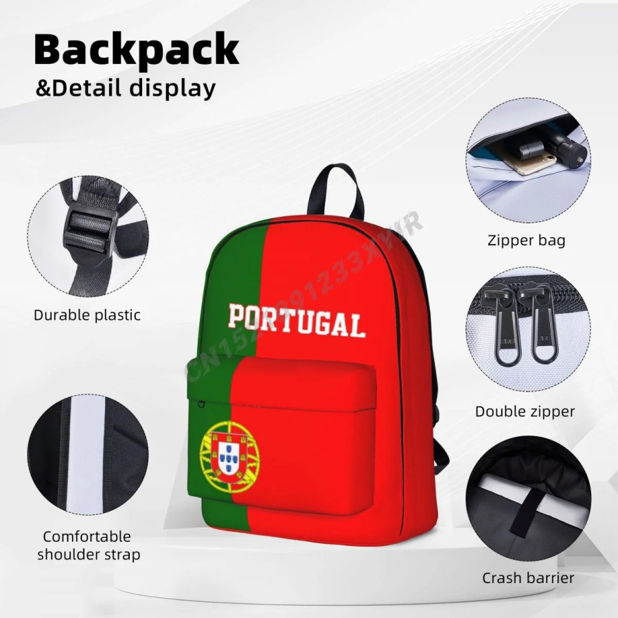 Uniseks Portugaliya bayrog'i xalta portugal tikuvi maktab sumkasi messenger sumkasi Laptop sumkasi sayohat sumkasi sovg'a