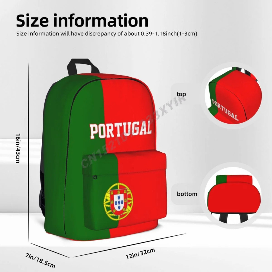 Uniseks Portugaliya bayrog'i xalta portugal tikuvi maktab sumkasi messenger sumkasi Laptop sumkasi sayohat sumkasi sovg'a