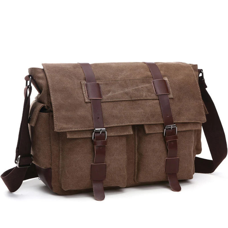 Erkaklar uchun biznes messenjer sumkalari Vintage Canvas Casual ofis va sayohat retro elkama-sumkasi