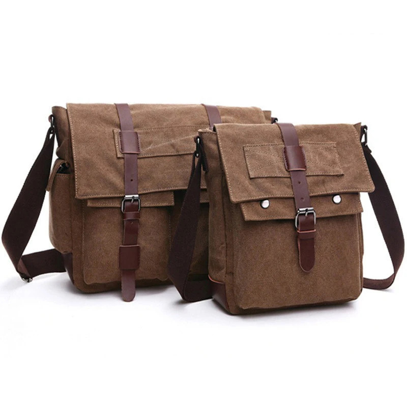 Erkaklar uchun biznes messenjer sumkalari Vintage Canvas Casual ofis va sayohat retro elkama-sumkasi