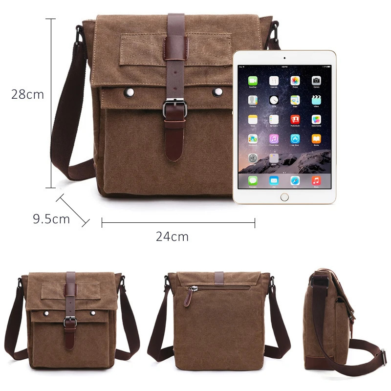 Erkaklar uchun biznes messenjer sumkalari Vintage Canvas Casual ofis va sayohat retro elkama-sumkasi
