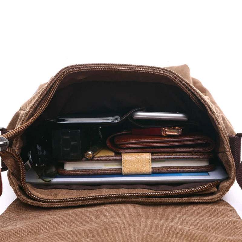 Erkaklar uchun biznes messenjer sumkalari Vintage Canvas Casual ofis va sayohat retro elkama-sumkasi