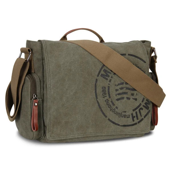 Erkaklar uchun kanvas messenjer sumkalari moda biznesi Vintage bosilgan crossbody sayohat sumkalari