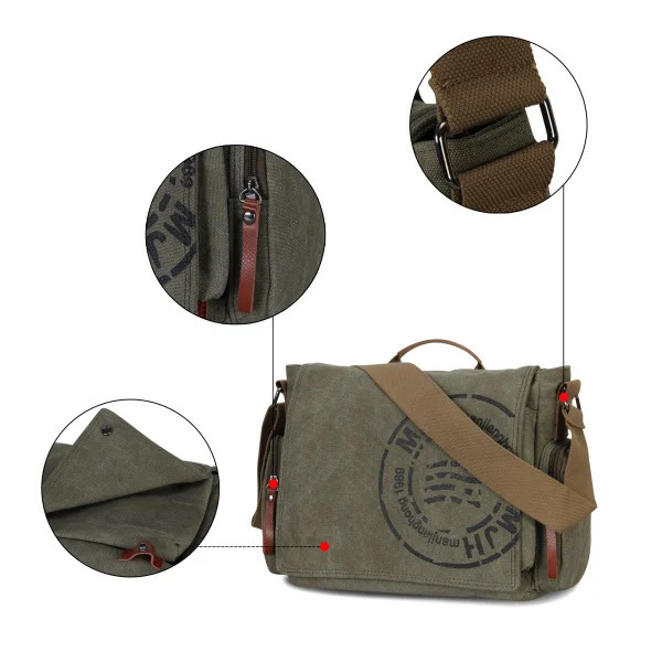 Erkaklar uchun kanvas messenjer sumkalari moda biznesi Vintage bosilgan crossbody sayohat sumkalari