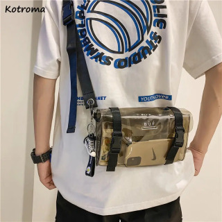 Yelka sumkalari erkaklar modasi minimalist shaffof sumkalar ko'p qirrali yapon uslubidagi dekorativ suv o'tkazmaydigan sumkalar Unisex Chic Bolsas Para Hombre